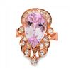 Image 3 : 14k Rose Gold 8.50ct Kunzite 0.75ct Diamond Ring