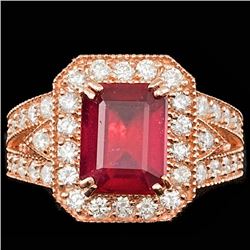 14k Rose Gold 4.00ct Ruby 1.30ct Diamond Ring