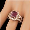 Image 3 : 14k Rose Gold 4.00ct Ruby 1.30ct Diamond Ring