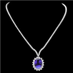 18k Gold 18.50ct Tanzanite 12ct Diamond Necklace