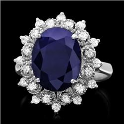 14k Gold 6.00ct Sapphire 0.55ct Diamond Ring