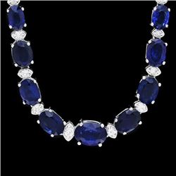 14k Gold 30ct Sapphire 1.20ct Diamond Necklace