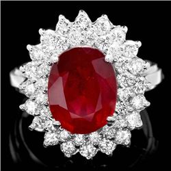 14k White Gold 5.00ct Ruby 1.50ct Diamond Ring