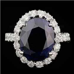 14k Gold 8.50ct Sapphire 1.50ct Diamond Ring
