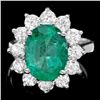 Image 1 : 14k White Gold 4.00ct Emerald 1.90ct Diamond Ring
