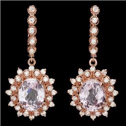 14k Rose 8.00ct Kunzite 1.70ct Diamond Earrings