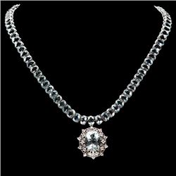 14k Gold 61ct Aquamarine 1.35ct Diamond Necklace
