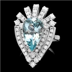 14k Gold 4.60ct Aquamarine 1.80ct Diamond Ring