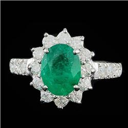 14k White Gold 1.70ct Emerald 0.90ct Diamond Ring