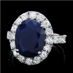 14k Gold 8.00ct Sapphire 2.00ct Diamond Ring