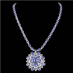 14k Gold 52ct Tanzanite 4.50ct Diamond Necklace