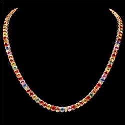 14k Gold 44ct Sapphire 1.0ct Diamond Necklace