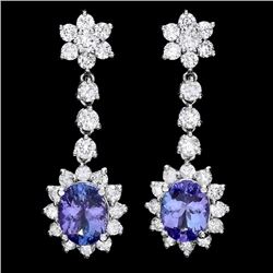 14k Gold 3.50ct Tanzanite 2.80ct Diamond Earrings