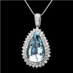 14k Gold 25ct Aquamarine 3.50ct Diamond Pendant