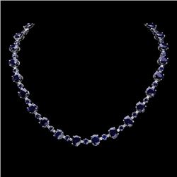 14k Gold 58ct Sapphire 1.80ct Diamond Necklace