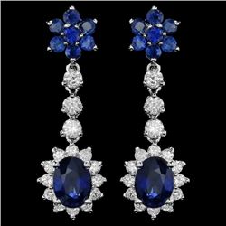 14k Gold 4.5ct Sapphire 1.40ct Diamond Earrings