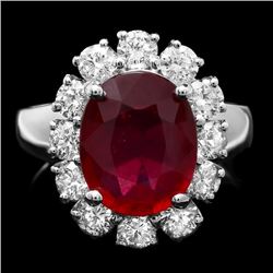 14k White Gold 4.30ct Ruby 1.40ct Diamond Ring