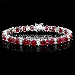 14k White Gold 28ct Ruby 2.40ct Diamond Bracelet