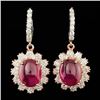 Image 1 : 14k Gold 12.50ct Ruby 3.00ct Diamond Earrings