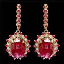 14k Gold 24.5ct Ruby 0.70ct Diamond Earrings