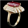 Image 1 : 14k Yellow Gold 10.00ct Ruby 2.00ct Diamond Ring