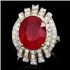 Image 2 : 14k Yellow Gold 10.00ct Ruby 2.00ct Diamond Ring
