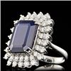 Image 2 : 14k Gold 13.50ct Sapphire 2.40ct Diamond Ring