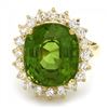Image 2 : 14k Gold 9.00ct Peridot 1.00ct Diamond Ring