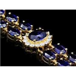 14k Gold 22ct Sapphire 1.50ct Diamond Bracelet