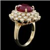 Image 2 : 14k Yellow Gold 7.50ct Ruby 2.30ct Diamond Ring