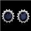 Image 1 : 14k Gold 15ct Sapphire 1.40ct Diamond Earrings