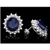 Image 3 : 14k Gold 15ct Sapphire 1.40ct Diamond Earrings