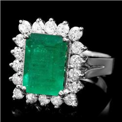 14k White Gold 3.50ct Emerald 0.95ct Diamond Ring