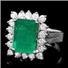 Image 1 : 14k White Gold 3.50ct Emerald 0.95ct Diamond Ring