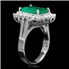 Image 2 : 14k White Gold 3.50ct Emerald 0.95ct Diamond Ring