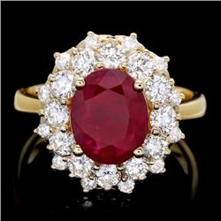 14k Yellow Gold 1.50ct Ruby 1.50ct Diamond Ring
