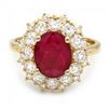 Image 2 : 14k Yellow Gold 1.50ct Ruby 1.50ct Diamond Ring