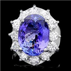 14k Gold 10.00ct Tanzanite 2.50ct Diamond Ring