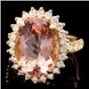 Image 1 : 14k Gold 8.80ct Morganite 1.10ct Diamond Ring