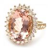 Image 3 : 14k Gold 8.80ct Morganite 1.10ct Diamond Ring
