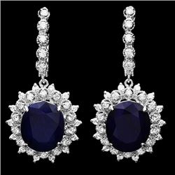 14k Gold 15ct Sapphire 1.50ct Diamond Earrings