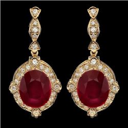 14k Gold 22.50ct Ruby 1.70ct Diamond Earrings