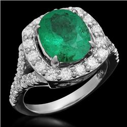 14K Gold 3.00ct Emerald 1.05ct Diamond Ring