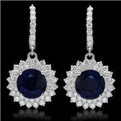 14K Gold 8.12ct Sapphire 2.89ct Diamond Earrings