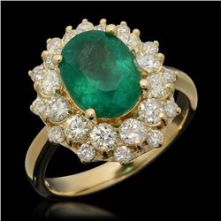 14K Gold 2.77ct Emerald & 1.37ct Diamond Ring