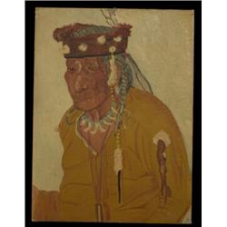 Painted Panel "Blackfoot Elder" by Karl House 1947 12"x 9" Good Condition…