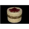 Image 1 : Birch Bark and Porcupine Quill Basket with Maple Leaf Design 3" D. 2 1/4" H. Fine Condition…