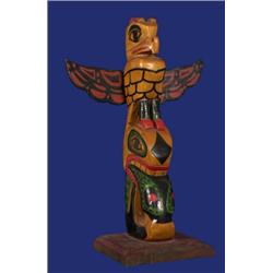 Older Northwest Coast Carved and Painted Totem Thunderbird and Killer Whale 12 1/2" H. 8 3/4" W.…