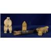 Inuit Carved Walrus Ivory Polar Bear, Two Billikens, Seal, and a Saw with a Baleen Blade 3 1/2"…