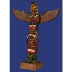 Old Capilano Carved and Painted Totem by Edmund Billy 10" H. Fine Condition…